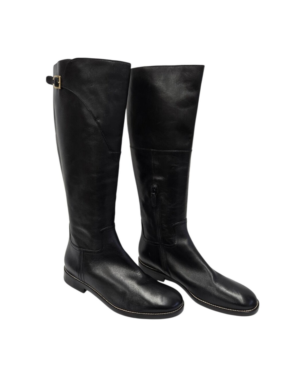 Cole Haan Harrington Leather Knee High Riding Boots in Black